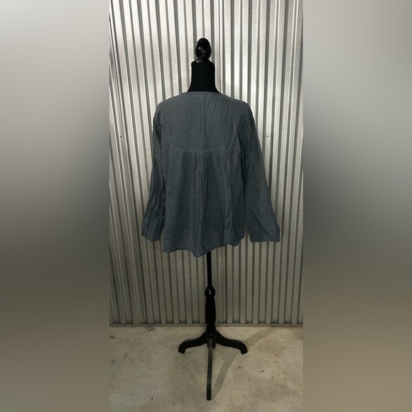 Women’s JP and Mattie Blue Cotton Long Sleeve Designer Tunic Blouse Size Medium - Picture 2 of 4